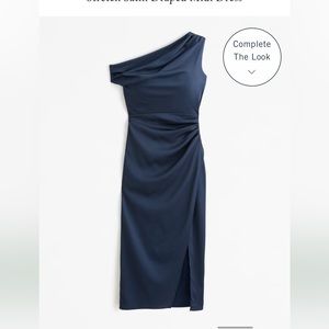 Abercrombie Stretch Satin Draped Midi Dress!